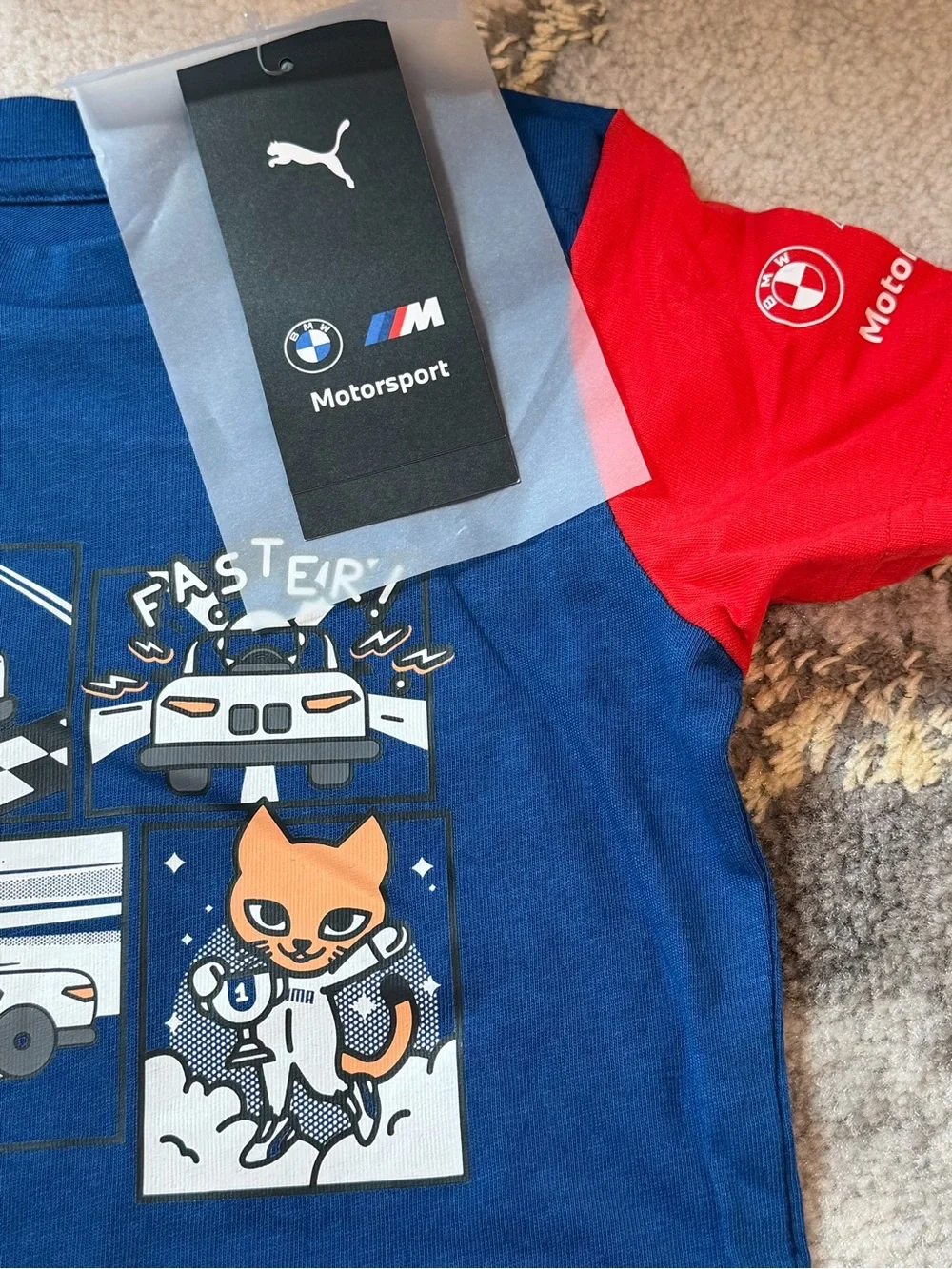 Puma Kids BMW Motorsport Racing Tee & Shorts Set - Blue & Red - Picture 2 of 3